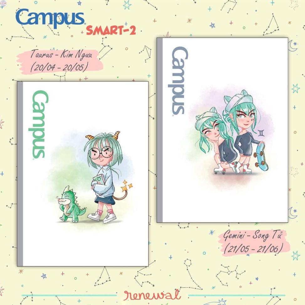 Vở CAMPUS kẻ ngang 80, 120, 200 tr SMART, vở 12 cung hoàng đạo - Soleil Home