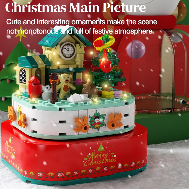 Lắp ráp mô hình noel Christmas sembo 601162 hộp nhạc người tuyết mùa đông noel
