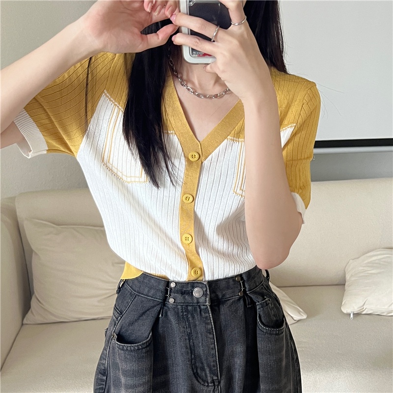 Áo thun ZHELIHANGFEI tay ngắn cổ bẻ phối túi giả đơn giản thời trang