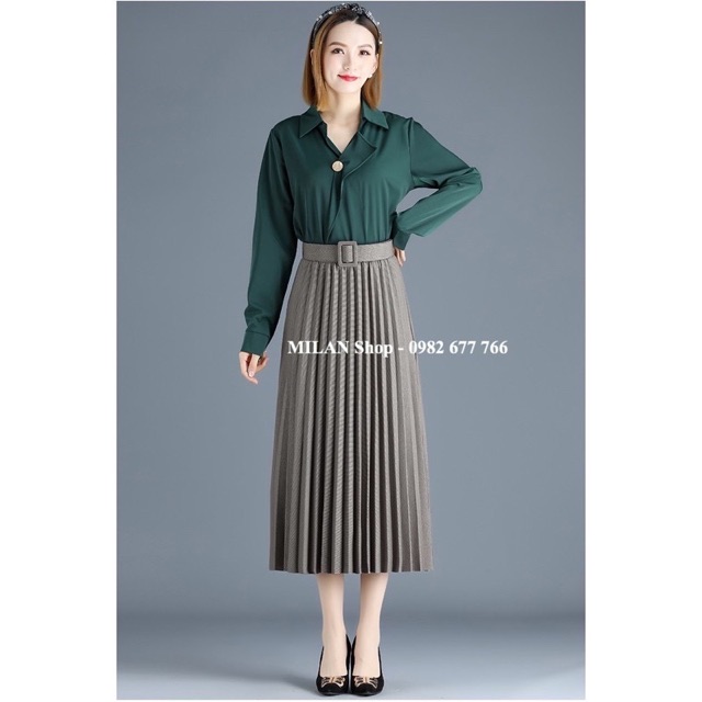 Chân váy xếp ly kèm đai chất mới nhiều màu. | BigBuy360 - bigbuy360.vn