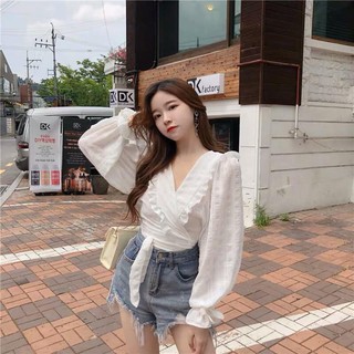 Áo buộc eo diềm bèo