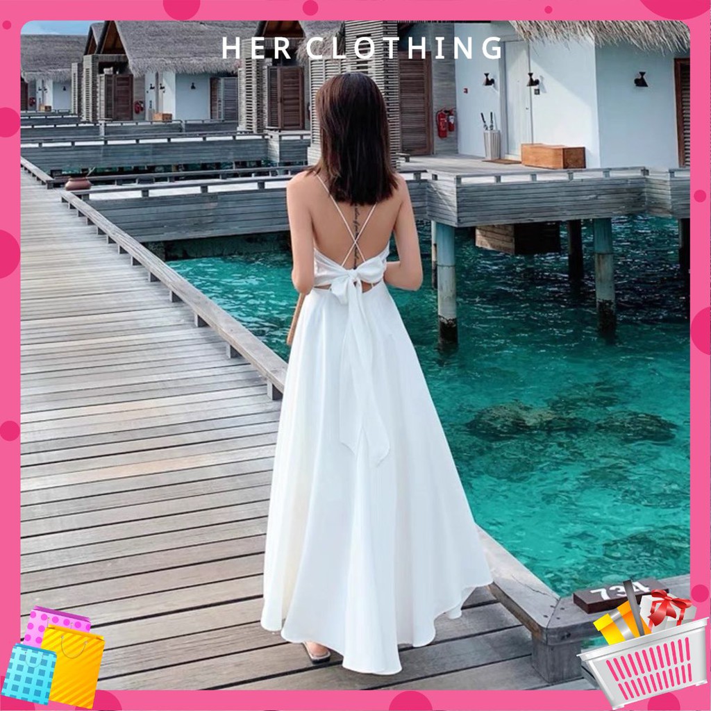 [Mẫu 2021] Đầm maxi hở lưng đi biển CÓ MÚT NGỰCphong cách hiện đại quyến rũ vải may cao cấp hàng loại 1 mã[MAXI 21 HER]