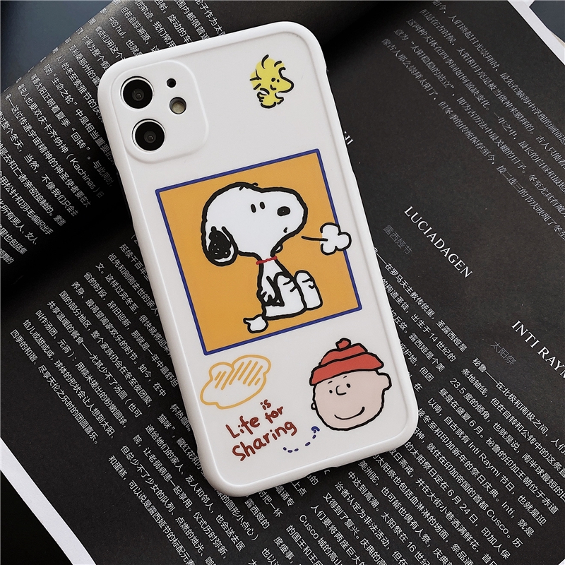 Ốp điện thoại mềm màu trắng vàng hình Snoopy Charlie cho Iphone 11 Pro MAX i7 i8 Plus XR XS MAX | BigBuy360 - bigbuy360.vn