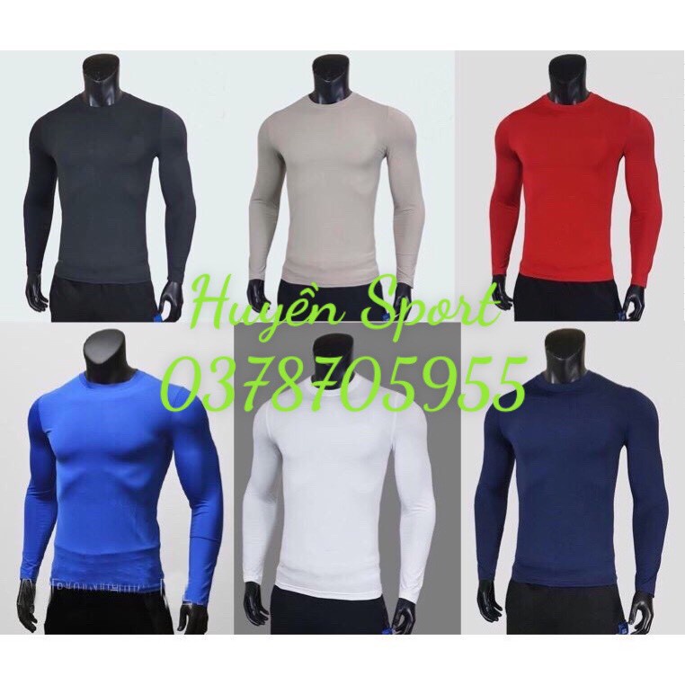 Áo lót body nam tay dài áo giữ nhiệt mặc đá bóng chất thun 4 chiều | BigBuy360 - bigbuy360.vn