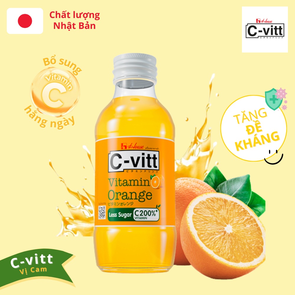TPBS Nước cam vitamin C C-VITT - Bổ sung Vitamin C - Tăng đề kháng, giảm stress, sáng da tự nhiên - Chai 140ml