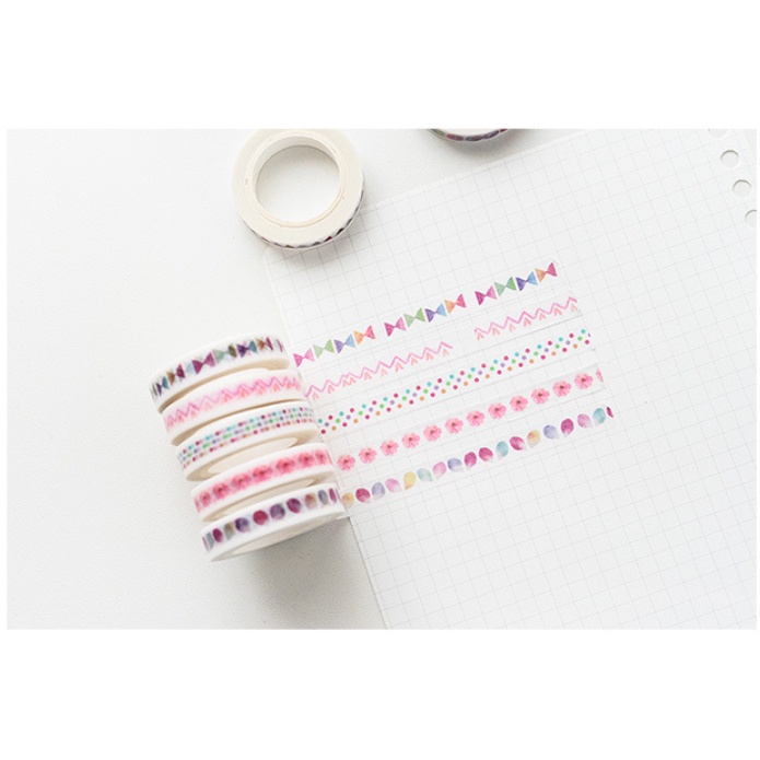 Băng keo giấy washi tape họa tiết dễ thương nhỏ xinh dùng trang trí album sổ tay lưu niệm