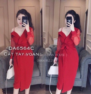 Đầm ôm lệch vai (vai kết cườm có dây kéo)