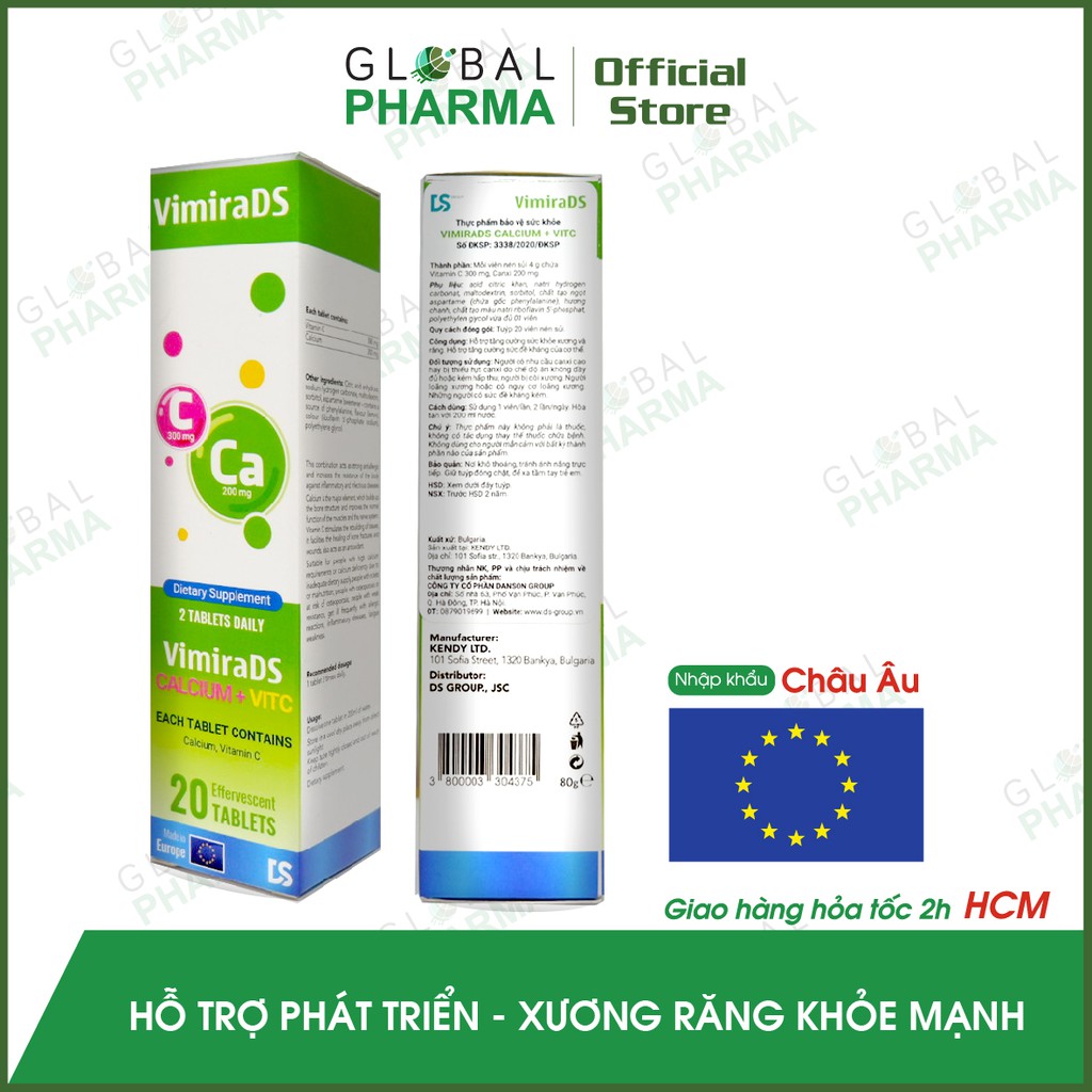 [CHÍNH HÃNG CHÂU ÂU] Viên Sủi Bổ Sung Canxi-D3 - Chắc khoẻ xương và răng Swiss Energy/VimiraDS (Tuýp 20 viên) | Thế Giới Skin Care