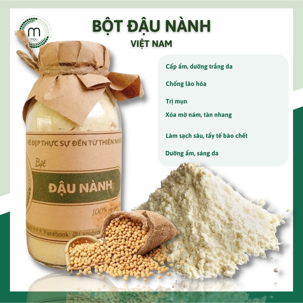 Bột đậu nành nguyên chất đắp mặt nạ MỘC - tẩy tế bào chết, dưỡng ẩm, se khít lỗ chân lông, ngăn ngừa lão hóa 100ml