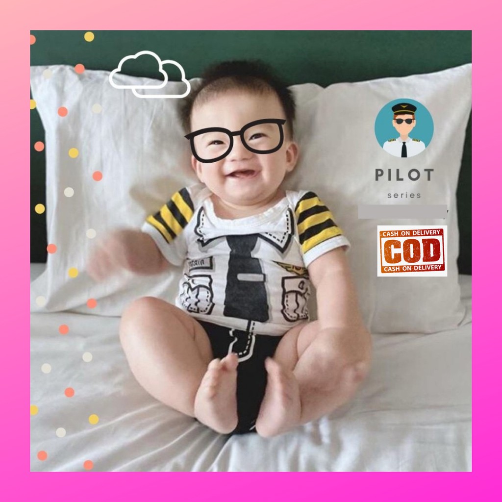 Bộ Áo Liền Quần Vải Cotton Phong Cách Phi Công Cho Bé Trai Sơ Sinh