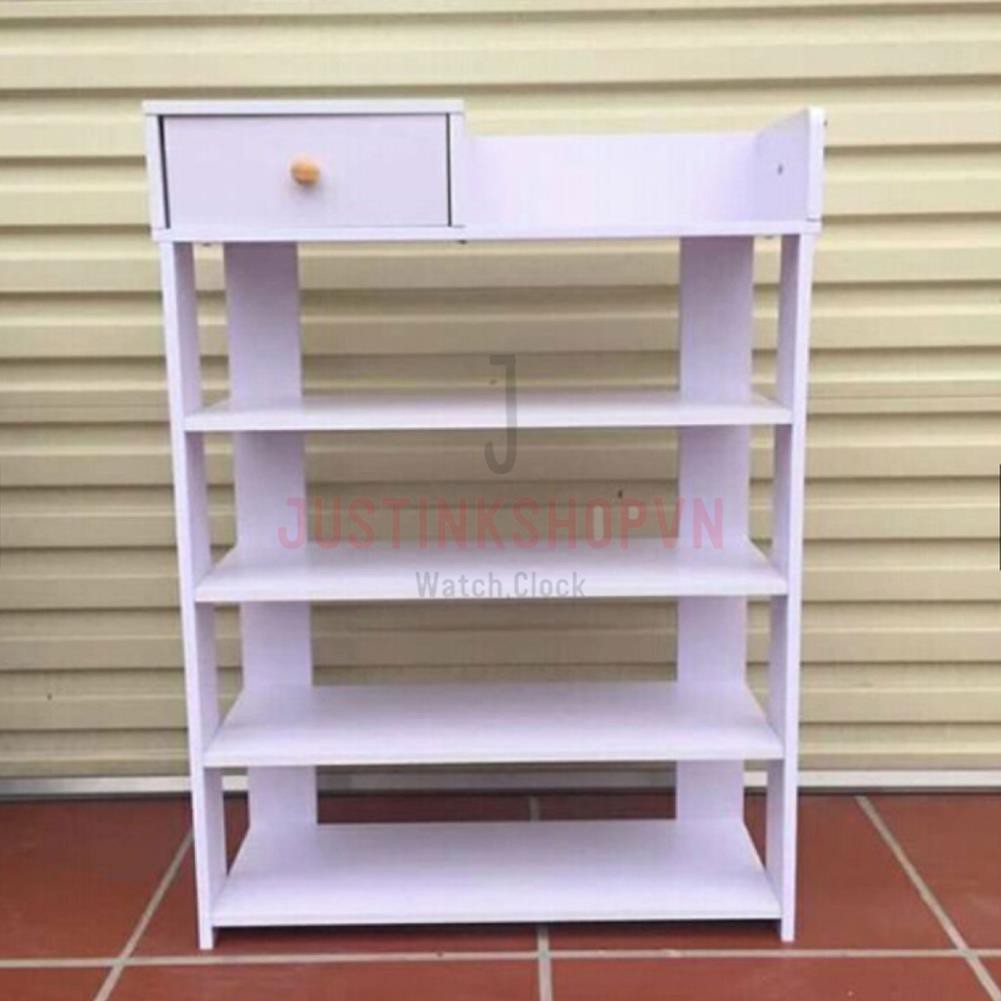 KỆ TỦ GIÀY BẰNG GỖ (80x60x24cm) 5 TẦNG CÓ NGĂN KÉO ĐỰNG ĐỒ,GIẦY DÉP GỌN GÀNG,TREO ĐƯỢC ÁO MƯA,Ô DÙ - JLVQ-4519-KGBG