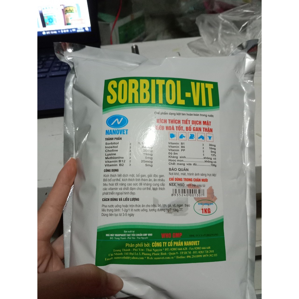 Sorbitol vit bổ gan giải độc gan thận thú y lợn gà chọi đá vịt ngan chó mèo dê thỏ cừu trâu bò chim mát gan thèm ăn bổ
