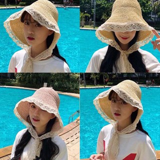 MŨ CÓI QUAI REN VIỀN REN_mũ cói tiểu thư chụp hình sống ảo