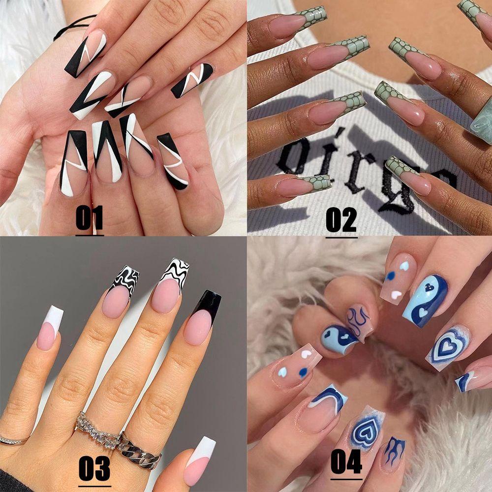 Hộp 24 Móng Tay Giả Che Phủ Toàn Diện Có Thể Tháo Rời