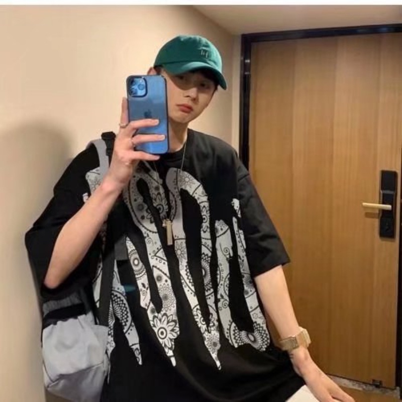 Áo Thun Nam Tay Ngắn In Hình Hoa Trẻ Trung