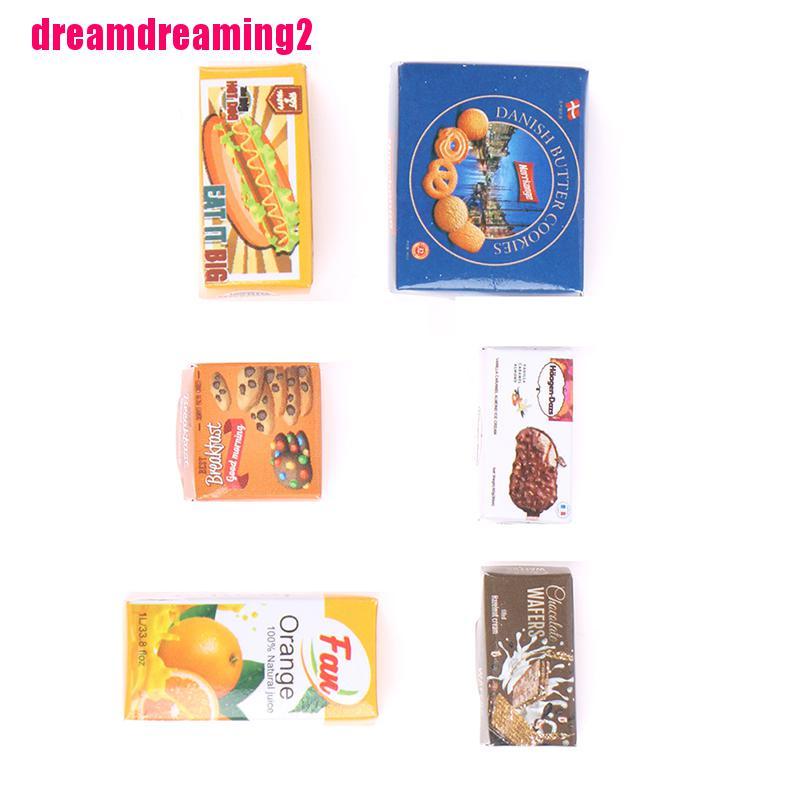 Bộ 6 Mô Hình Hộp Thức Ăn Và Nước Uống Tỉ Lệ 1 / 12 Trang Trí Nhà Búp Bê