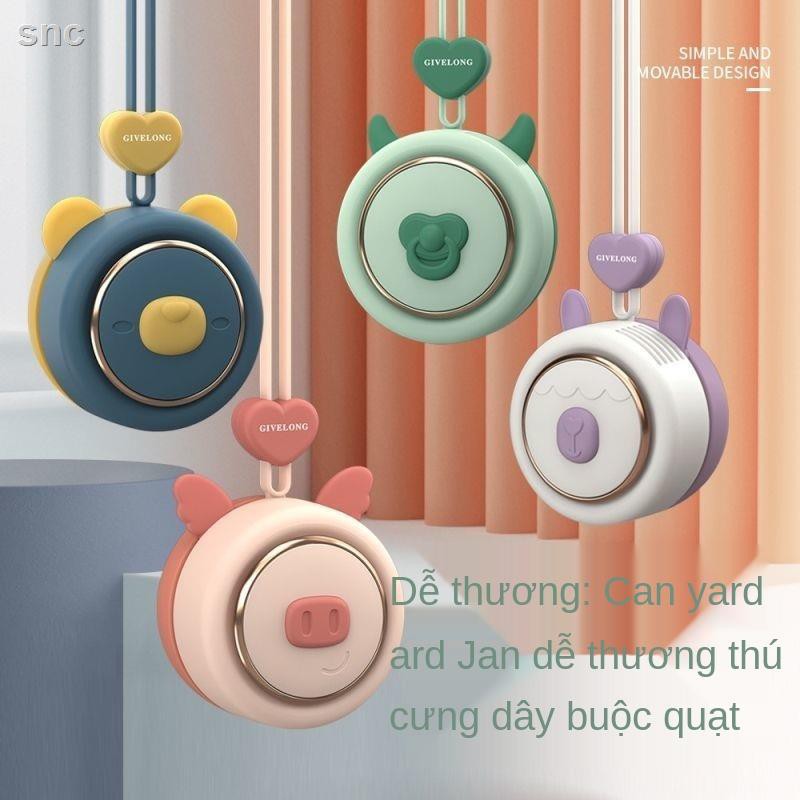 Quạt treo cổ trẻ em 21 năm kiểu mới không cánh hoạt hình sáng tạo mini lười thể thao ngoài trời du lịch turbo