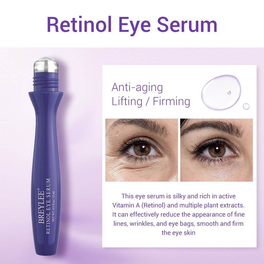 Serum dạng lăn BREYLEE chứa Vitamin C/Retinol/Hyaluronic Acid dưỡng ẩm cải thiện quầng thâm cho mắt 15ml