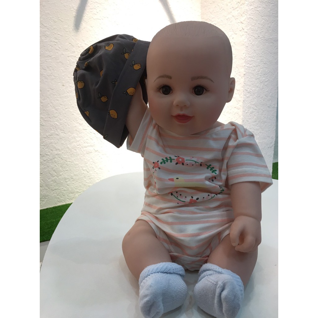 Nón em bé kiểu hở đầu co giãn in bông (9559),  chất liệu cotton 100% , thương hiệu Aiueo Nhật Bản