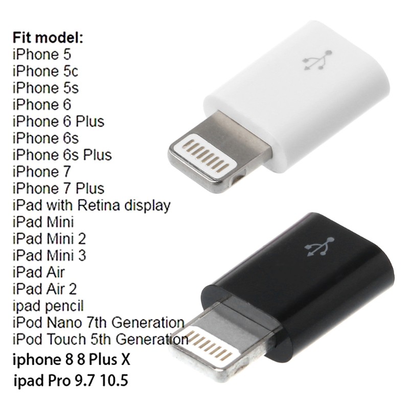 Đầu chuyển đổi lỗ cắm Micro USB thành đầu cắm 8 chấu kích thước 1.8×1×0.5cm dành cho iPhone 5 5s 6 6s 7 8plus X