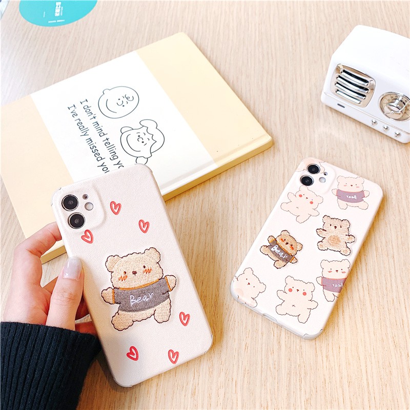 Ốp lưng iphone Little Bear thêu viền chống va đập 6/6plus/6s/6splus/7/7plus/8/8plus/x/xs/11/12/pro/max/plus/promax