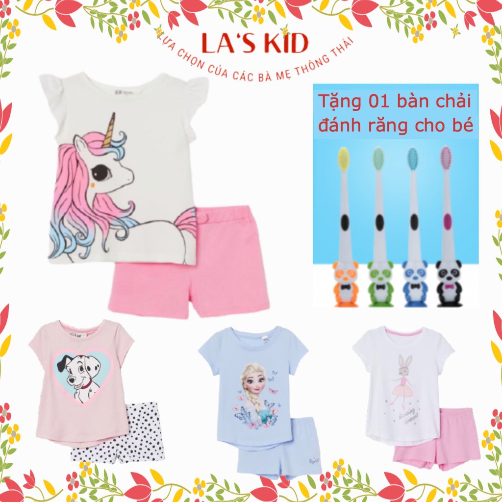 Bộ quần áo bé gái cộc tay mùa hè, bộ mặc nhà bé gái H&M