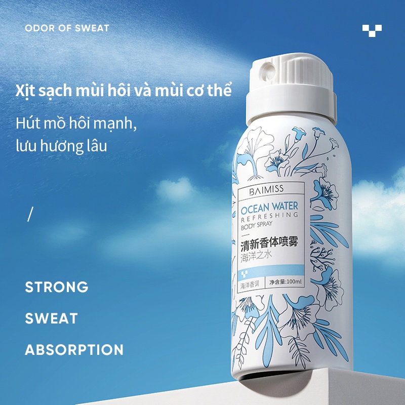 Xịt khử mùi BAIMISS ngăn mùi mồ hôi hương thơm bền lâu 100ml