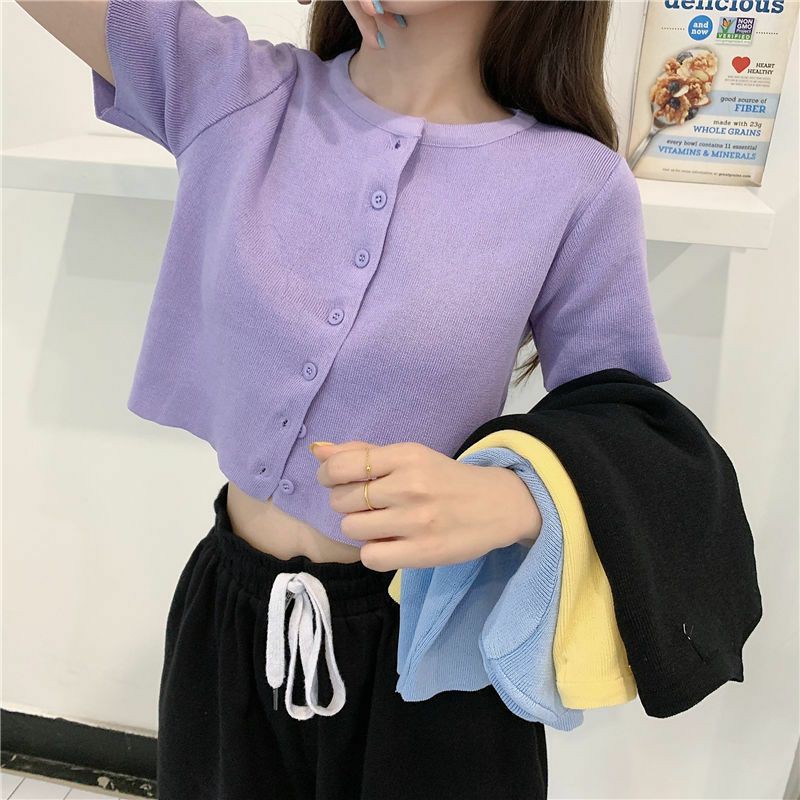áo thun nữ croptop tay ngắn cổ tròn siêu xinh cute