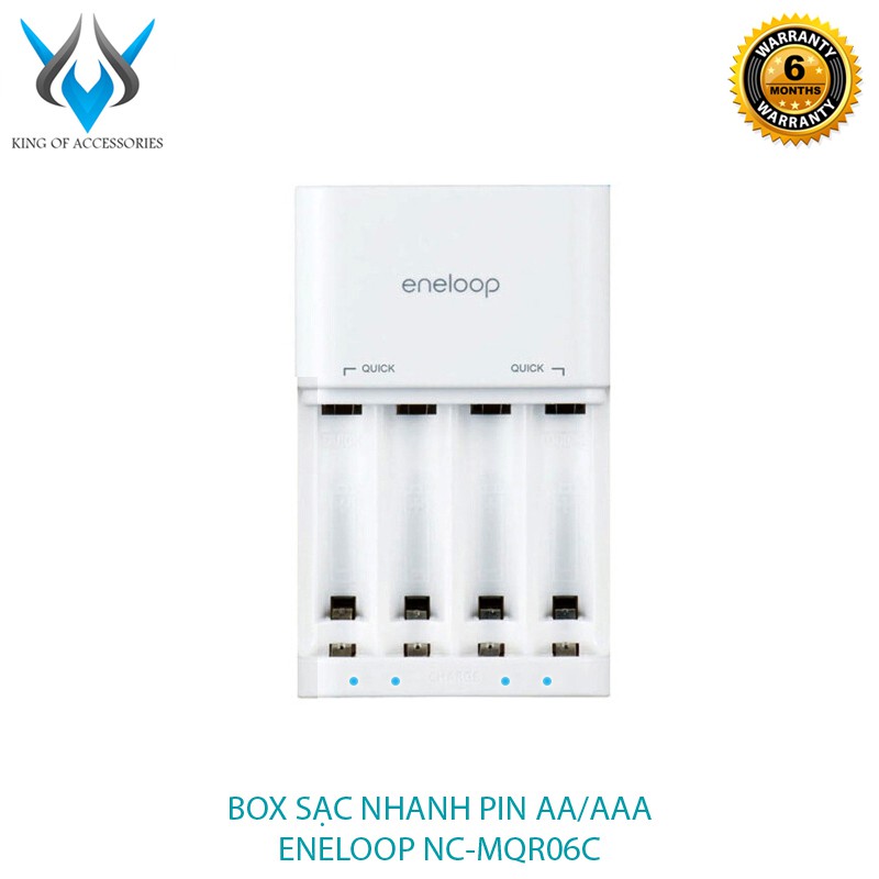 Box sạc cho pin AA/AAA Eneloop BC-KJR6B40TC hỗ trợ sạc nhanh (Trắng) - Phụ Kiện 1986