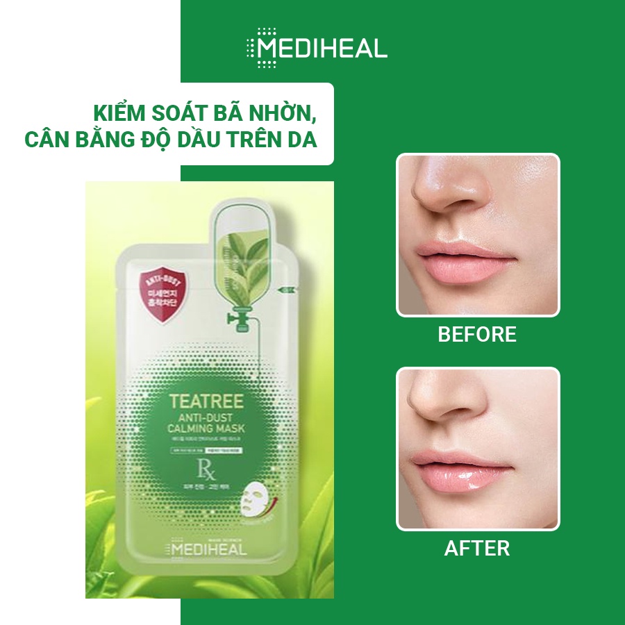 [Nhập mã COSMH22 giảm 8%] Mặt Nạ Tinh Chất Tràm Trà Mediheal Tea Tree Anti-dust Calming Mask 27ml [K57]