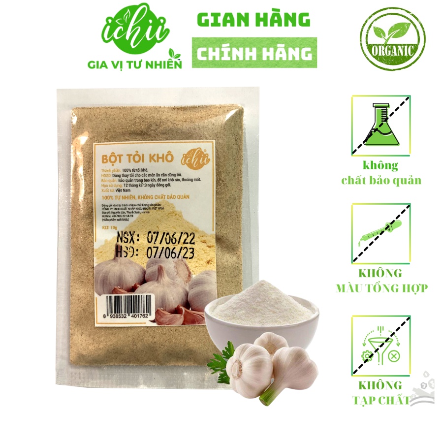 Bột tỏi khô ICHII , Bột tỏi khô nguyên chất gia vị nấu ăn gói 10g