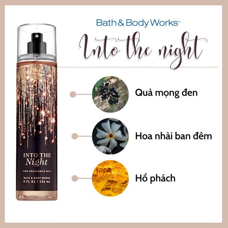 Xịt thơm bath & body works INTO THE NIGHT BODY MIST Chai Cao  Cực Thơm