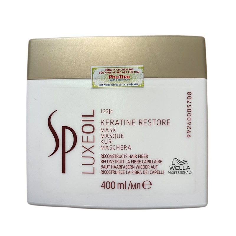 Mặt nạ ủ tóc cao cấp Sp Luxe Oil Keratin Restore Mask chăm sóc tóc hư tổn Wella 400ml