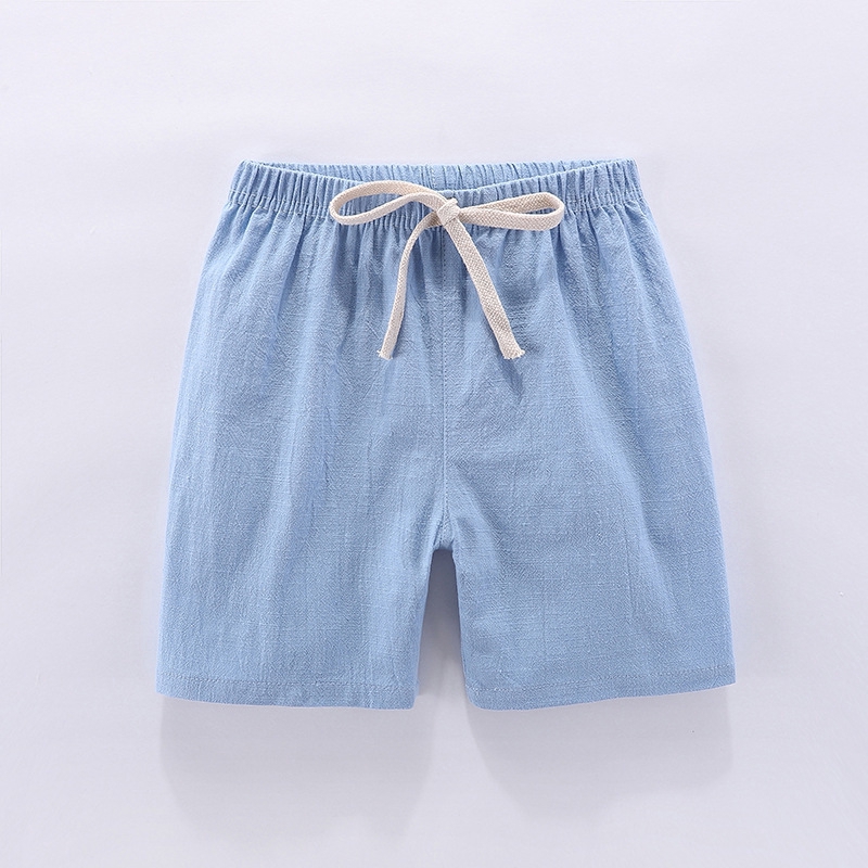 Quần ngắn bằng vải cotton và vải lanh màu trơn thời trang cho bé
