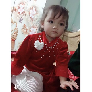 Cặp Áo Dài Nhung Cho Bé Hàng Cao Cấp
