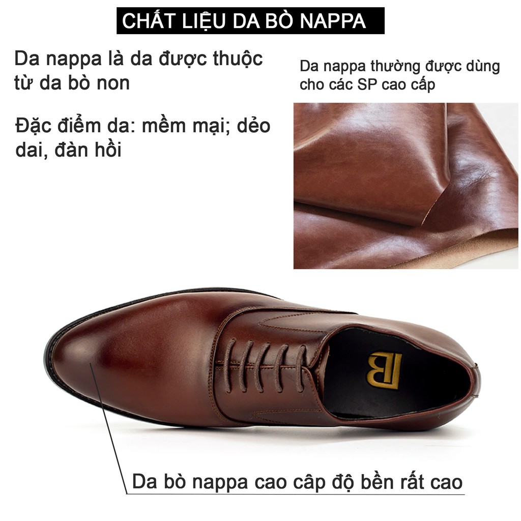 Giày da nam oxford công sở da bò nappa cao cấp màu nâu G104- Bụi leather- hộp sang trọng -BH 12 tháng