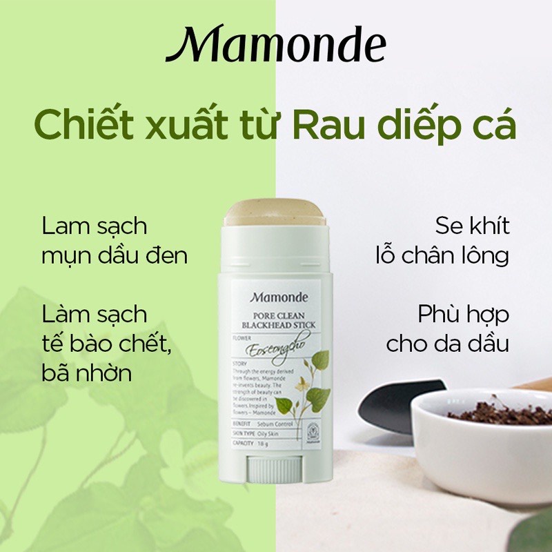 ✅[CHÍNH HÃNG] Thanh Lăn Mụn Đầu Đen Mamonde Pore Clean Blackhead Stick 18G