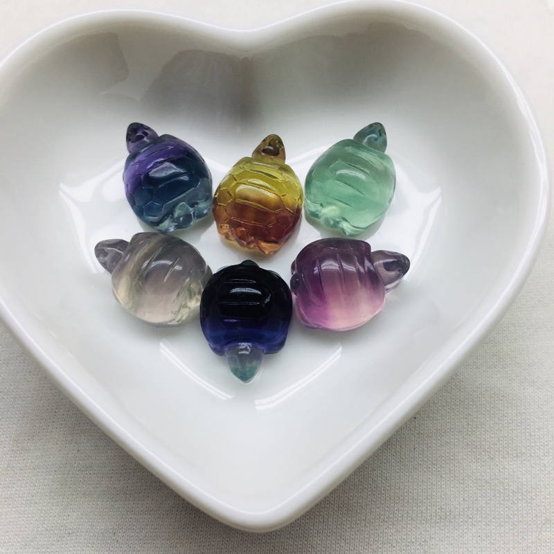Tượng Rùa Pha Lê Fluorite Nhỏ Màu Sắc Tự Nhiên Chất Lượng Cao Trang Trí Sưu Tầm Giao Hàng Ngẫu Nhiên