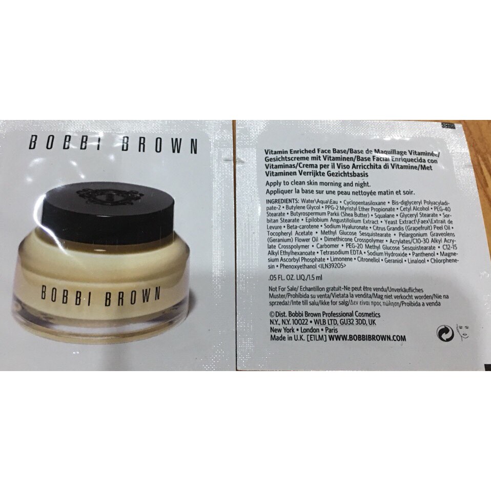 Sét 2 gói dùng thử kem lót dưỡng ẩm Bobbi brown vitamin enriched face base