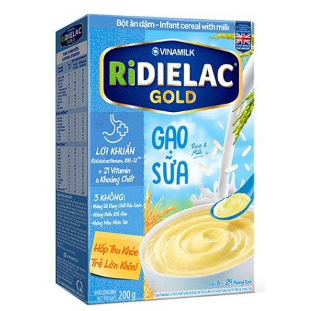 BỘT ĂN DẶM RIDIELAC GOLD GẠO SỮA - HỘP GIẤY 200G