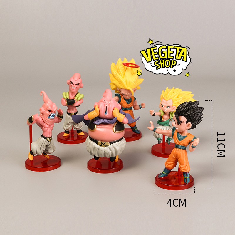 Mô hình Dragon Ball - Set 6 nhân vật Majin Buu Buutenks Super Buu Gohan Goku Gotenks SSJ3 Ma bư mập gầy - Cao 11cm