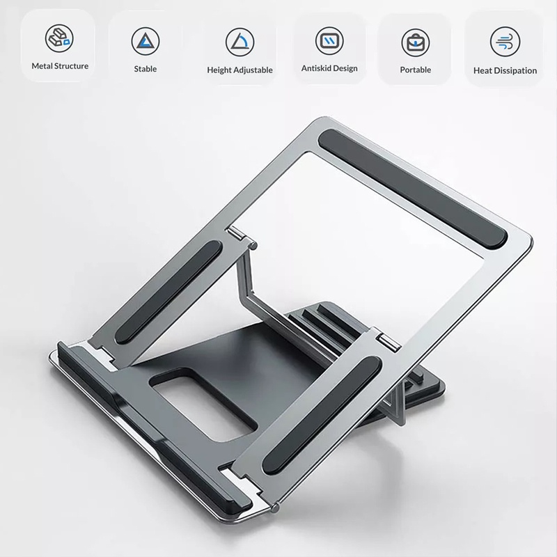 Giá Đỡ Tản Nhiệt Ipad, Laptop Bằng Nhôm Gấp Gọn Kê Cao Máy Tuỳ Chỉnh Độ Cao BG04