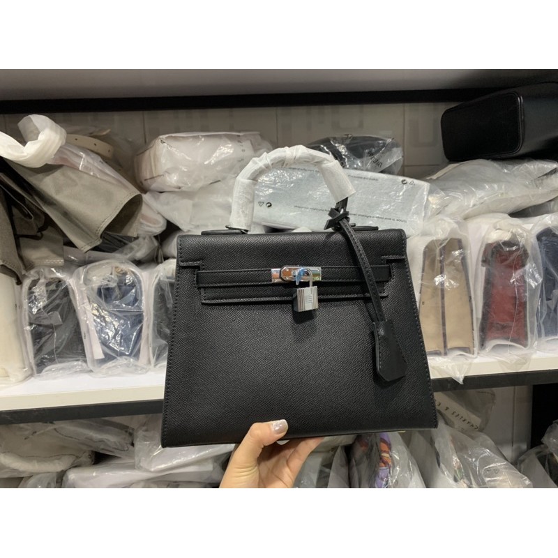 Túi Kelly tag bạc sz 25cm