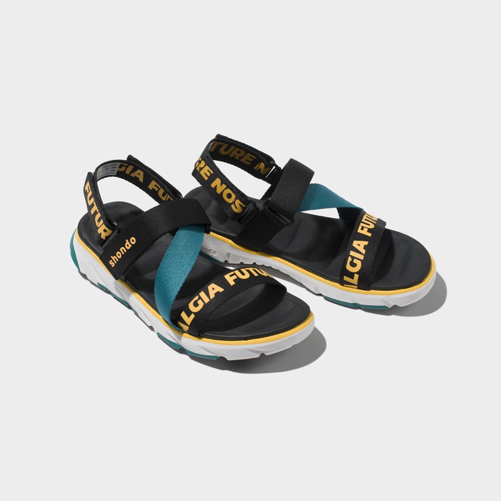 Giày Sandals Nam Nữ Shondo F6 Future Xanh Vàng F6S0045