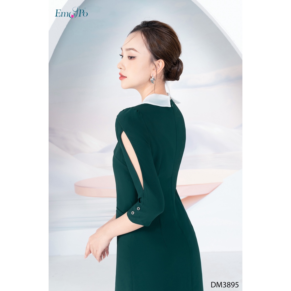 Đầm suông cổ phối vảI, tay sẻ Emspo DM3895