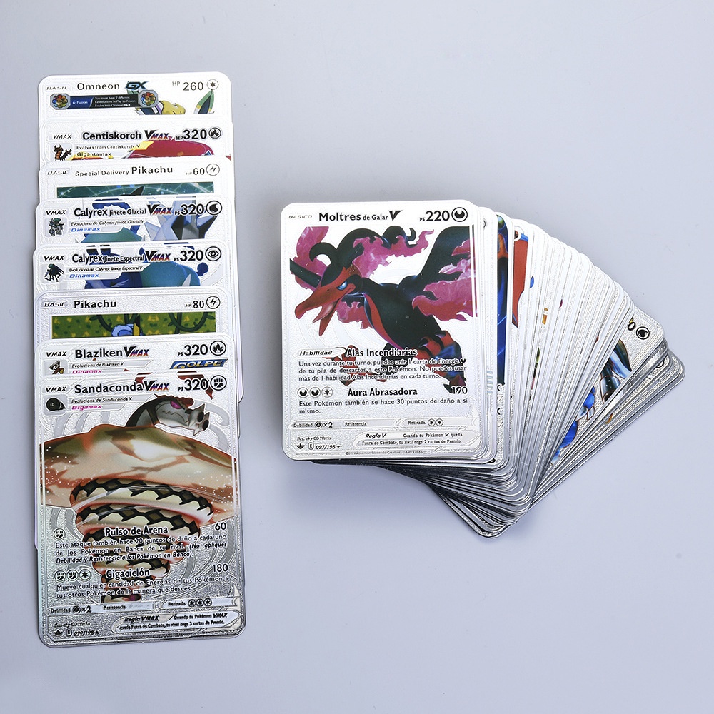 Set 54 thẻ bài Pokemon phiên bản tiếng Anh màu vàng/ bạc dành cho trẻ em