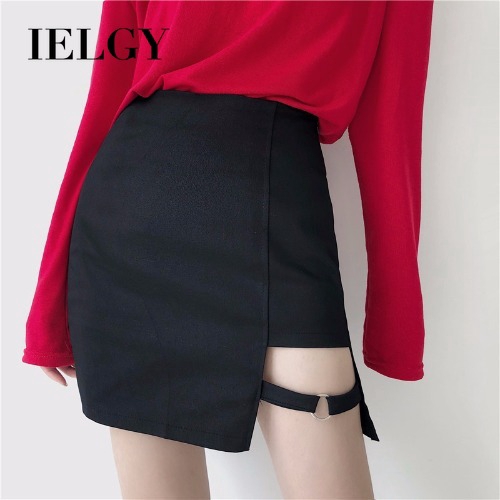 IELGY Ins irregular half-length skirt female high waist was thin A word hip skirt