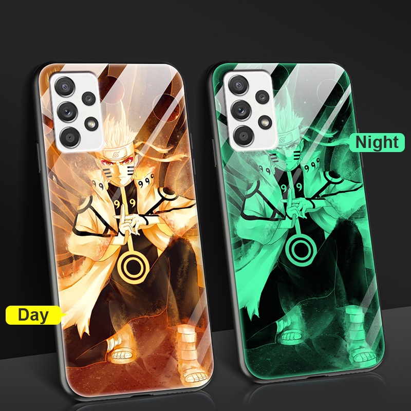 Ốp Điện Thoại Kính Cường Lực Dạ Quang in Hình Anime Naruto Cho Samsung A53 5G A52 A52s 5G A52 5G A50 A50s A30s A32 5G Luminous Anti Fall Shockproof Back Phone Cases Covers Glow in the Dark