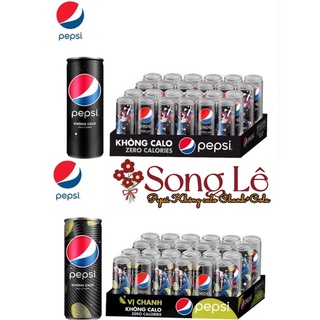 (Set24lon Mix) Nước ngọt Pepsi Không Calo Mix 2 vị ( Vị Chanh + Cola) (320ml/lon)