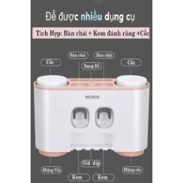 Dụng cụ lấy kem đánh răng  tự động  Ecoco kèm giá để bàn chải và 4 cốc dính tường siêu chắc